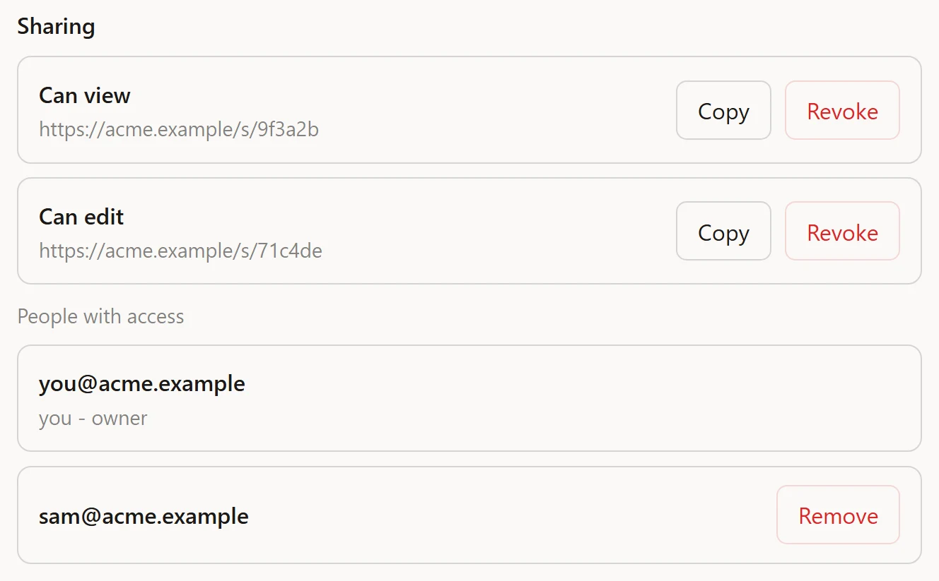 The share widget, light theme